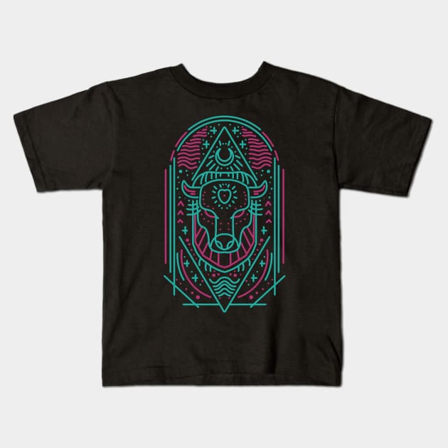 bison line art Kids T-Shirt by donipacoceng